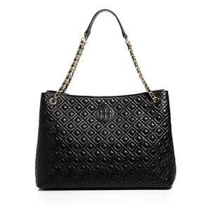Tory Burch Black Quilted‎ Leather Marion Tote